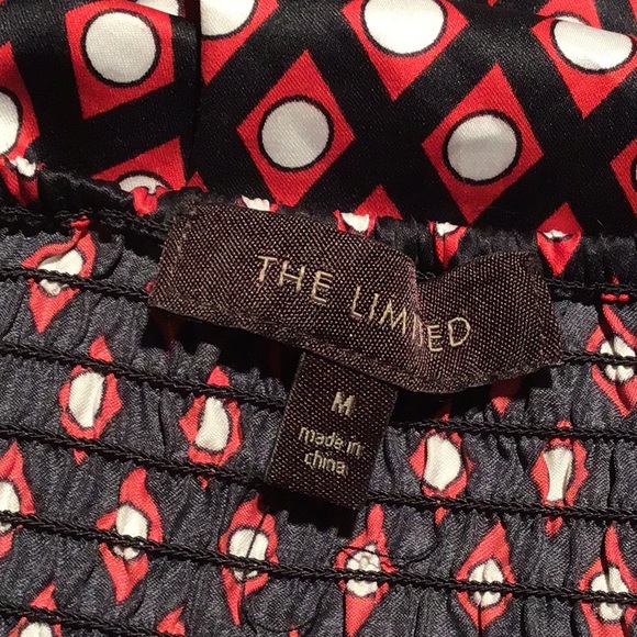 The Limited halter top red black geo pattern with ribbon M - Picture 4 of 5